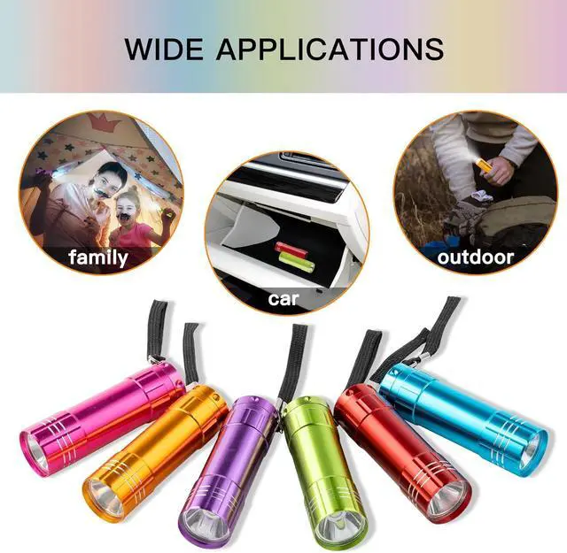 Alt view image 4 of 7 - 6 Pack Stocking Stuffers Small Mini LED Flashlight Christmas Gifts Flashlights for Kids 100 Lumen with Battery Bright Camping Flash Light for Party Favor Gift to Halloween