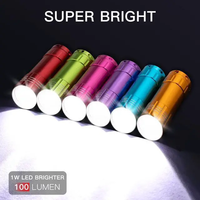 Alt view image 6 of 7 - 6 Pack Stocking Stuffers Small Mini LED Flashlight Christmas Gifts Flashlights for Kids 100 Lumen with Battery Bright Camping Flash Light for Party Favor Gift to Halloween