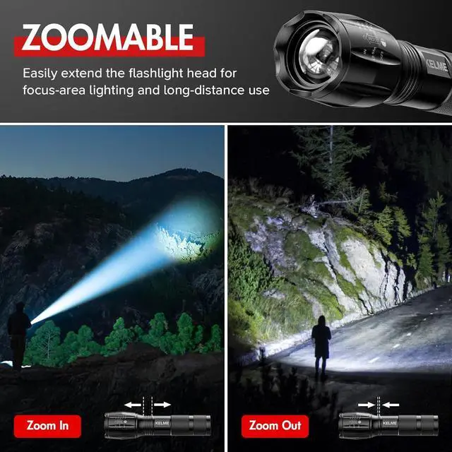 Alt view image 3 of 7 - 3 Pack Flashlights High Lumens Powerful Tactical Flashlights with 5 Modes Zoomable Small LED Flashlight Waterproof Handheld Flash Light for Home Emergencies Camping Hiking (Battery Included)