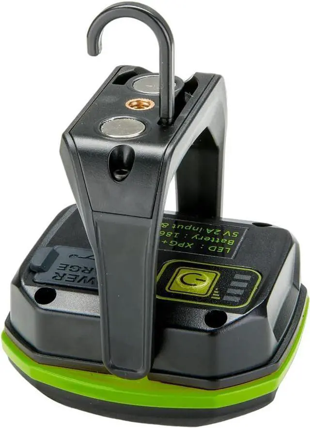 Alt view image 3 of 7 - Work Light Rechargeable Flashlight 800 Lumen 180° Kickstand with Magnetic Base Hanging Hook and 1/4 Threaded Fitting for Tripod USB Output (PILF800S) Black