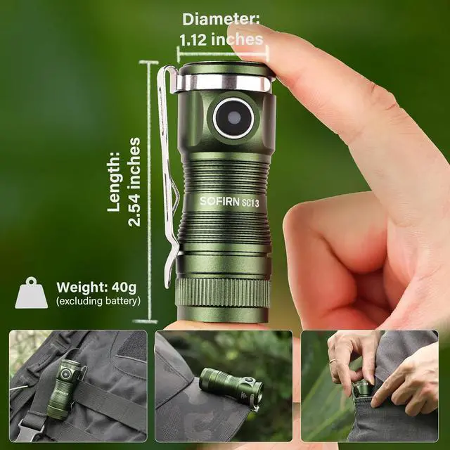 Alt view image 3 of 7 - sofirn SC13 Small Rechargeable Flashlight, Pocket EDC Flashlight Bright 1300 Lumens with Magnetic Tail Cap, Mini Pocket Lights for Everyday Carry Emergenices Outdoor Camping Hiking