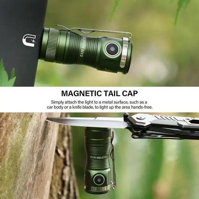 Alt view image 5 of 7 - sofirn SC13 Small Rechargeable Flashlight, Pocket EDC Flashlight Bright 1300 Lumens with Magnetic Tail Cap, Mini Pocket Lights for Everyday Carry Emergenices Outdoor Camping Hiking