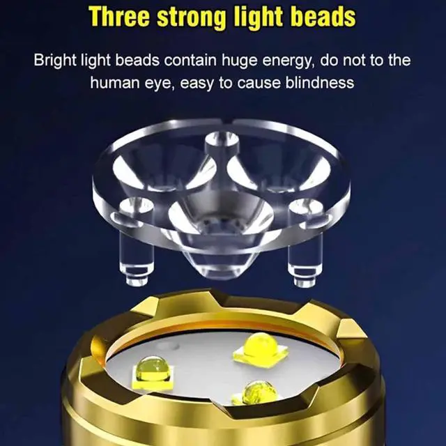 Alt view image 4 of 7 - German Three-Eyed Monster Mini Flash Super Power Flashlight Thumb Flashlight Mini Flashlights Multi-Functional Mini Pen Clip Flashlight Light Steel High Lumen Rechargeable Waterproof (2Pcs-a)