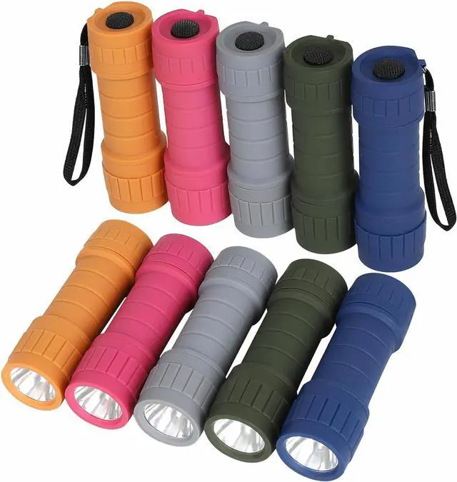 Main image of 10-Pack Professional Outdoor Mini Flashlights Set Super Bright 100 Lumen LED Flashlights for Kids Small Flashlights Pack with 30-Piece AAA Dry Batteries Included