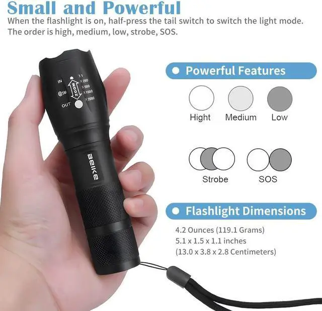 Alt view image 5 of 7 - Flashlight 2 Pack Flash Light High Lumens Small Flashlights Powerful Super Bright LED Flashlight Handheld Flashlights for Home Camping Emergency Power Outages Travel