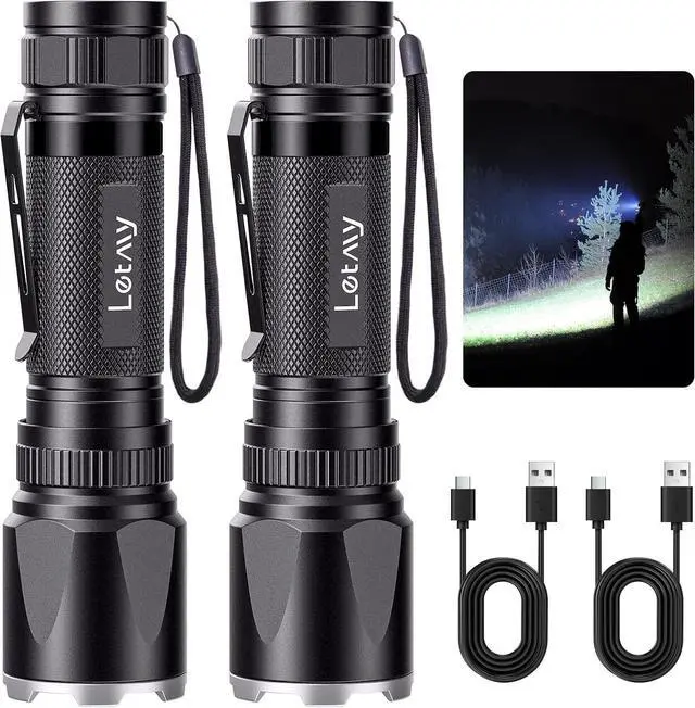 Main image of Rechargeable Flashlights High Lumens 2 Pack 20000 Lumens Super Bright LED Tactical Flashlight 3 Modes Samll Powerful Flash Lights with Clip Waterproof Flashlights for Home Emergency Camping