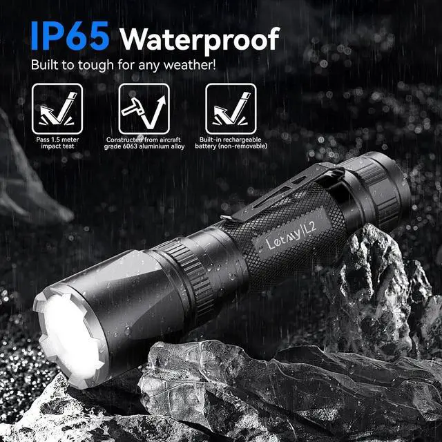 Alt view image 5 of 7 - Rechargeable Flashlights High Lumens 2 Pack 20000 Lumens Super Bright LED Tactical Flashlight 3 Modes Samll Powerful Flash Lights with Clip Waterproof Flashlights for Home Emergency Camping