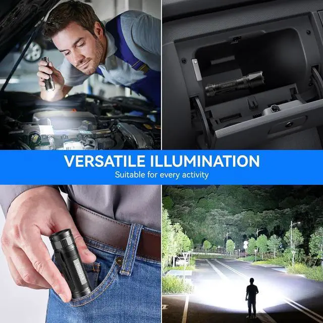 Alt view image 7 of 7 - Rechargeable Flashlights High Lumens 2 Pack 20000 Lumens Super Bright LED Tactical Flashlight 3 Modes Samll Powerful Flash Lights with Clip Waterproof Flashlights for Home Emergency Camping