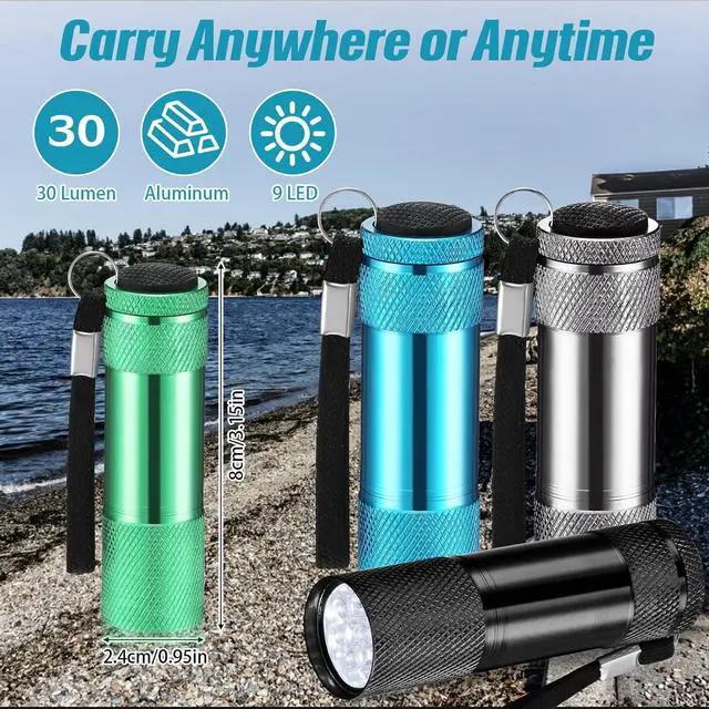 Alt view image 2 of 7 - 12 Pcs Mini Flashlights Bulk Bright Aluminum Handheld Flash Lights with Lanyard Small LED Flashlights for Kids Night Reading Emergency Hurricane Camping Hiking Party Favors(Elegant Colors)