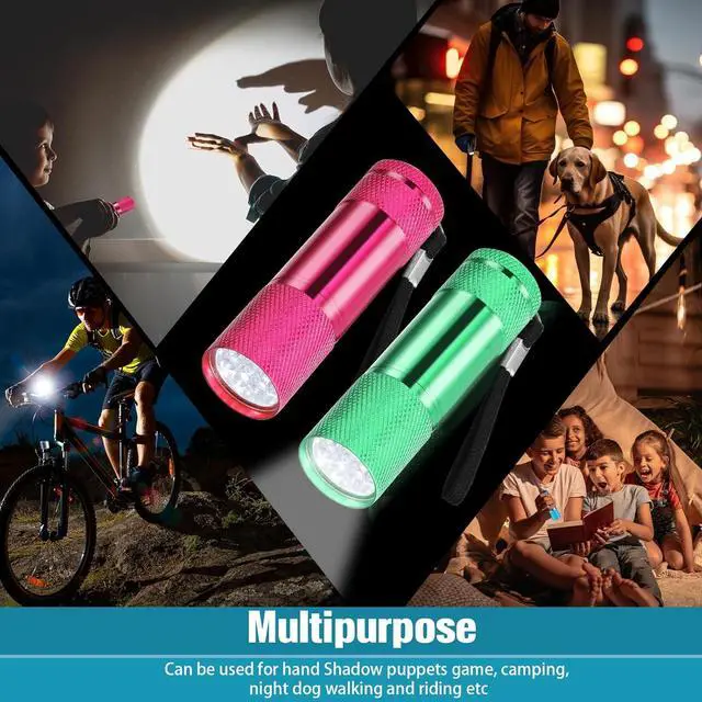 Alt view image 7 of 7 - 12 Pcs Mini Flashlights Bulk Bright Aluminum Handheld Flash Lights with Lanyard Small LED Flashlights for Kids Night Reading Emergency Hurricane Camping Hiking Party Favors(Elegant Colors)