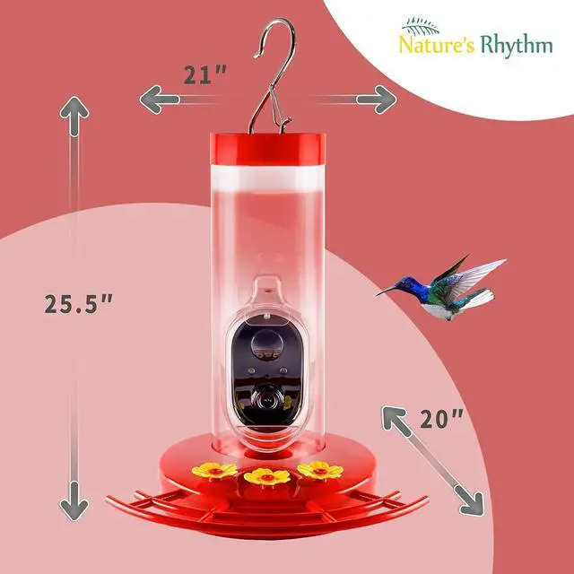 Alt view image 2 of 7 - Smart Bird Feeder with Camera Smart Hummingbird Feeder AI Identify Cloud Storage CCPA Data Protection Unique Bee & Ant Proof Design Google Login Idea Gift for Family Friends (20 Ounces)