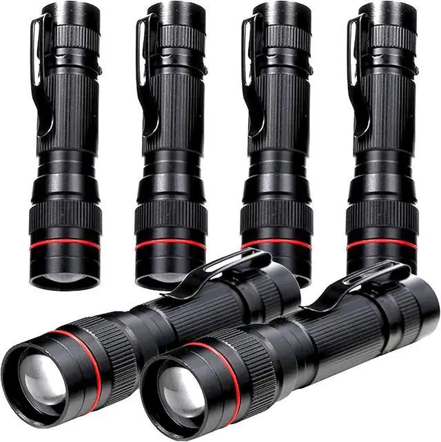 Main image of 6 Pack Small Mini LED Flashlight Single Mode Zoomable Flashlights AA Battery Powerful Flashlights with Pocket Clip Portable Bulk EDC Pen Flash Light for Gift Emergency Camping Hiking