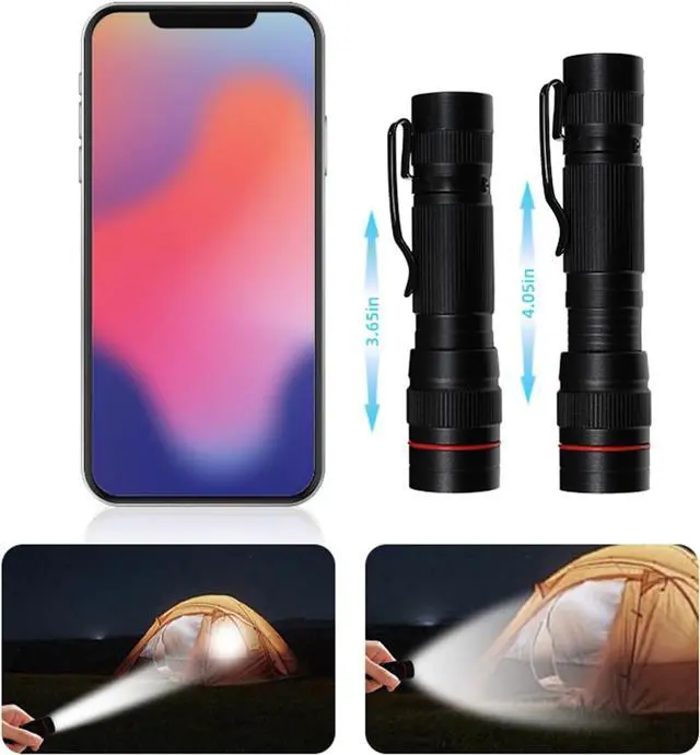 Alt view image 3 of 6 - 6 Pack Small Mini LED Flashlight Single Mode Zoomable Flashlights AA Battery Powerful Flashlights with Pocket Clip Portable Bulk EDC Pen Flash Light for Gift Emergency Camping Hiking