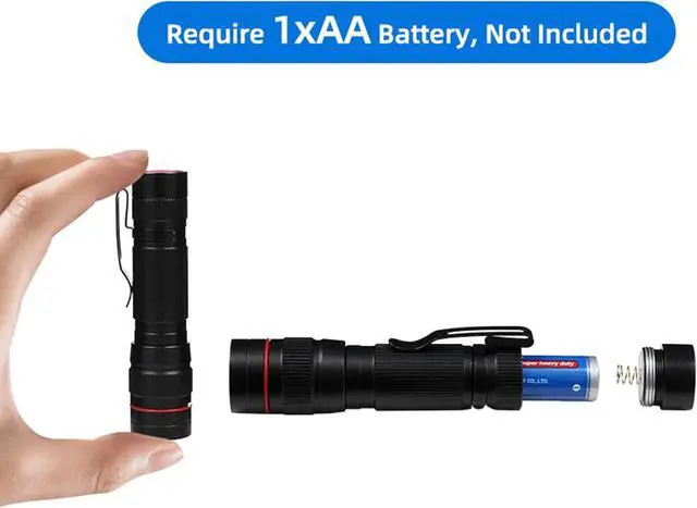 Alt view image 4 of 6 - 6 Pack Small Mini LED Flashlight Single Mode Zoomable Flashlights AA Battery Powerful Flashlights with Pocket Clip Portable Bulk EDC Pen Flash Light for Gift Emergency Camping Hiking