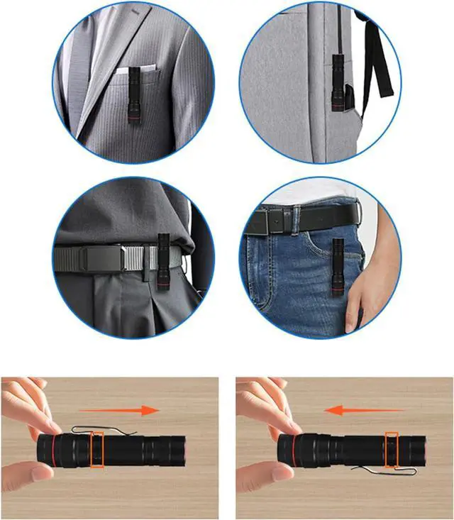 Alt view image 5 of 6 - 6 Pack Small Mini LED Flashlight Single Mode Zoomable Flashlights AA Battery Powerful Flashlights with Pocket Clip Portable Bulk EDC Pen Flash Light for Gift Emergency Camping Hiking
