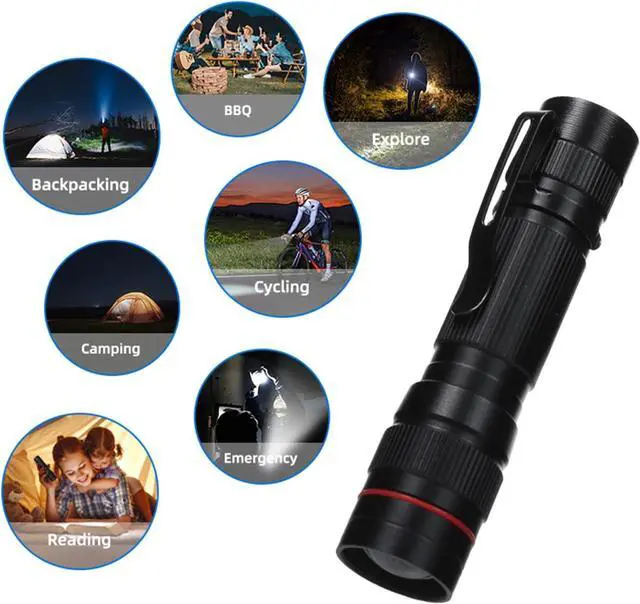 Alt view image 6 of 6 - 6 Pack Small Mini LED Flashlight Single Mode Zoomable Flashlights AA Battery Powerful Flashlights with Pocket Clip Portable Bulk EDC Pen Flash Light for Gift Emergency Camping Hiking
