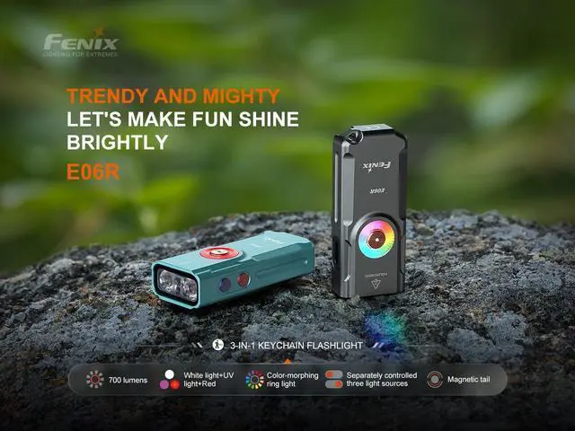 Alt view image 2 of 7 - E06R 700 Lumen 3-in-1 EDC Keychain Flashlight USB-C Rechargeable Includes UV Light and Lumentac Organizier (Green)