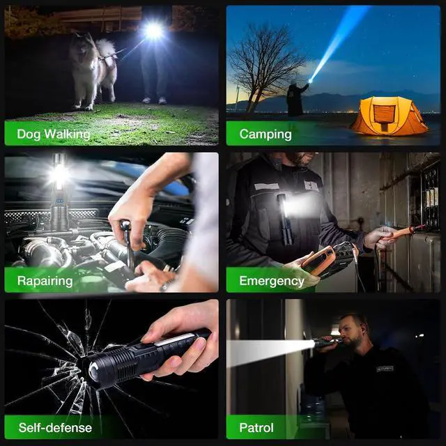 Alt view image 5 of 7 - Flashlight High Lumens Rechargeable 2 Packs 1 000 000 Lumens Super Bright LED Battery Powerful Handheld Flashlights with 7 Modes COB Side Light USB C Zoomable Waterproof for Emergencies