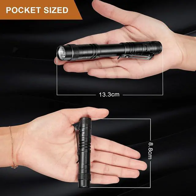 Alt view image 2 of 6 - Honoson 12 Pieces Mini LED Pen Flashlight Bulk Small Pocket Flashlight 3.5 Inch, 5.24 Inch Aluminum Handheld Penlight with Clip for Inspection Camping Emergency Diary Lighting