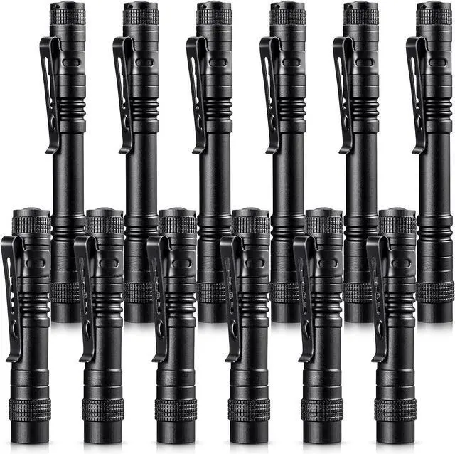 Main image of Honoson 12 Pieces Mini LED Pen Flashlight Bulk Small Pocket Flashlight 3.5 Inch, 5.24 Inch Aluminum Handheld Penlight with Clip for Inspection Camping Emergency Diary Lighting