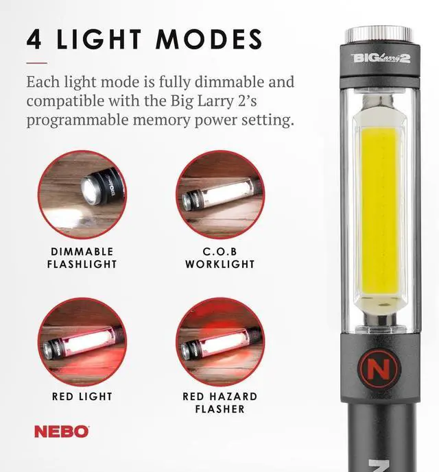 Alt view image 5 of 7 - BIG LARRY 2 Power Work Light | Bright Flashlight and Work Light with Clip and Magnetic Base | Storm Gray