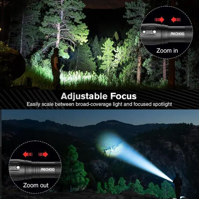 Alt view image 3 of 7 - LED Flashlights High Lumens 2 Pack Powerful Tactical Flashlight With 3 Modes Pocket Small Flash Light Waterproof Zoomable Flashlights for Home Emergencies Camping Essentials (Battery Included)