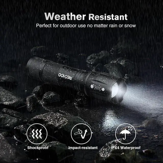 Alt view image 4 of 7 - LED Flashlights High Lumens 2 Pack Powerful Tactical Flashlight With 3 Modes Pocket Small Flash Light Waterproof Zoomable Flashlights for Home Emergencies Camping Essentials (Battery Included)