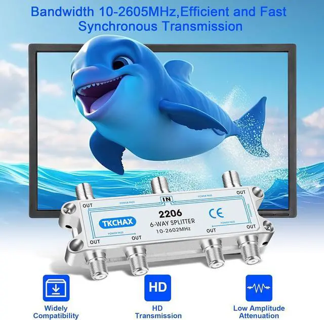 Alt view image 4 of 7 - Coaxial Cable Splitter Support 10-2602MHz RG6 RG59 Coax Compatible Work with MoCA2.5 and MoCA3.0 CATV Satellite TV Antenna HDTV and High Speed Internet (6 Way Coaxial Cable Splitter)