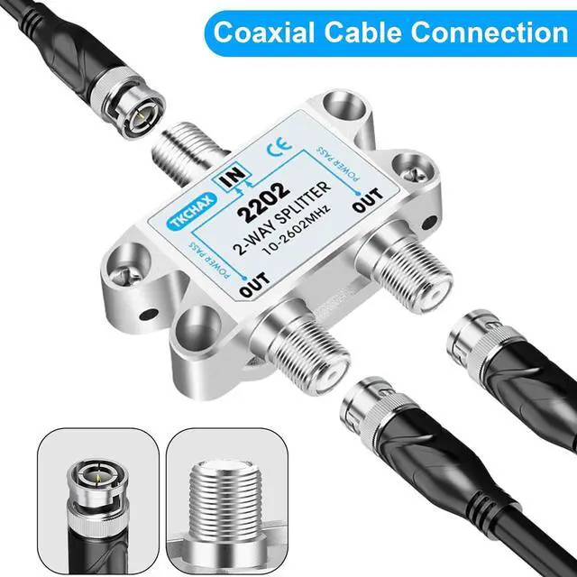 Alt view image 6 of 7 - 2 Way Coaxial Cable Splitter Support 10-2602MHz RG6 Compatible Nickel-Plated for Cable Splitter Work with CATV Satellite TV Antenna System and MoCA Configurations