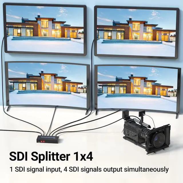 Alt view image 4 of 7 - SDI Splitter 1 x 4 1 in 4 Out SDI Distributor 4 Way SDI Splitter Compatible with 3G-SDI/HD-SDI/SD-SDI