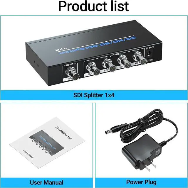 Alt view image 7 of 7 - SDI Splitter 1 x 4 1 in 4 Out SDI Distributor 4 Way SDI Splitter Compatible with 3G-SDI/HD-SDI/SD-SDI