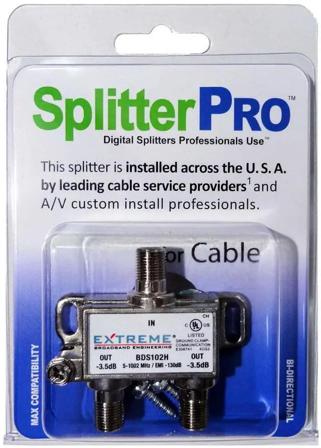 Main image of Digital Splitters Professionals Install Every Day Across The U. S. A. 2-Way Coaxial Cable Splitter 1+ GHz for HDTV/4K/8K TV High Speed Internet (Not for Satellite Dish Connections.)