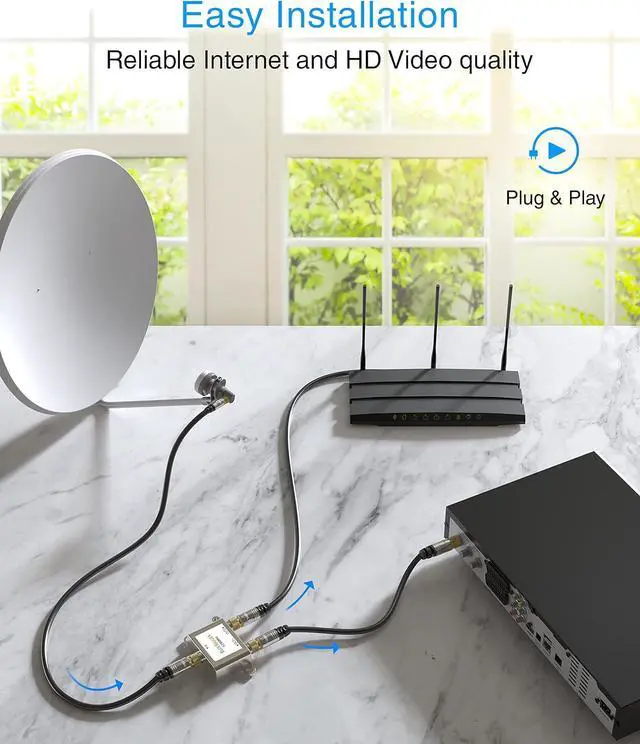Alt view image 2 of 7 - 2-Way Coaxial Cable Splitter (RG6 Two Way Mini Diplexer F-type 2.3GHZ 5-2300MHz) Digital Signal Female Coax Splitter - Works with Satellite Antenna HDTV Amplifier Cable TV Dish CATV