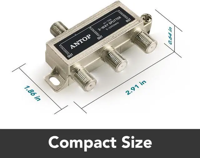 Alt view image 4 of 7 - Antop Coax Splitter 3 Way for Cable TV Satellite HDTV Amplified Antenna Small