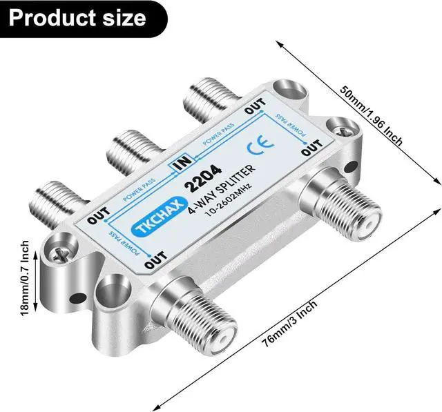 Alt view image 7 of 7 - 4 Way Coaxial Cable Splitter Support 10-2602MHz RG6 Compatible Nickel-Plated for Cable Splitter Work with CATV Satellite TV Antenna System and MoCA Configurations