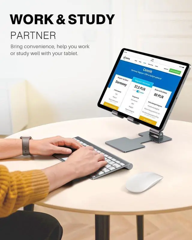 Alt view image 2 of 7 - Tablet Stand Adjustable Tablet Holder for Desk Foldable for iPad Stand Dock Holder for iPad Air 5/4/Mini 6/Mini 5/10.2/Pro 12.9/Pro 11 Portable Monitor Surface (4-13 inch)-Grey