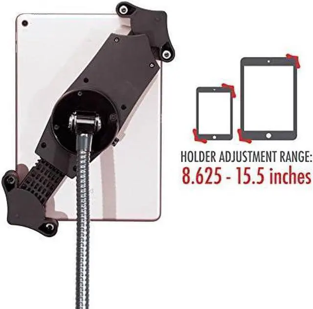 Alt view image 7 of 7 - Gooseneck Floor Stand  CTAs Compact Adjustable Gooseneck with Swivel Casters for iPad 7th/ 8th/ 9th Gen 10.2 iPad Air 4 12.9 Surface Pro Zebra & Other 7-13 Tablets (PAD-CGS)