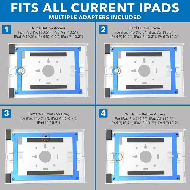 Alt view image 2 of 7 - Anti-Theft Floor Stand Compatible with iPad Contact-Less Kiosk with Universal Enclosure for iPads Adjustable Locking Secure Tablet Mount for iPad Gen 7 to 10 iPad Pro iPad Air White