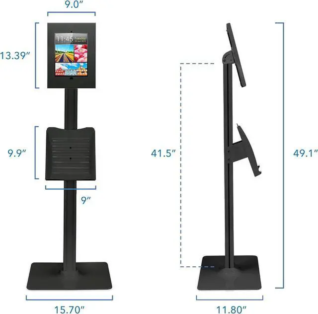 Alt view image 6 of 7 - Anti-Theft Floor Stand Compatible with iPad Contact-Less Kiosk with Universal Enclosure for iPads Adjustable Locking Secure Tablet Mount for iPad Gen 7 to 10 iPad Pro iPad Air White