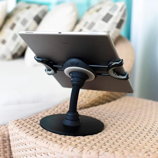 Alt view image 2 of 7 - Rhino - 360o Adjustable Stand and Holder with Weighted Base for iPad Pro iPad Mini or iPad Kindle Surface Galaxy and Large Smartphones Point of Sale Digital Easle