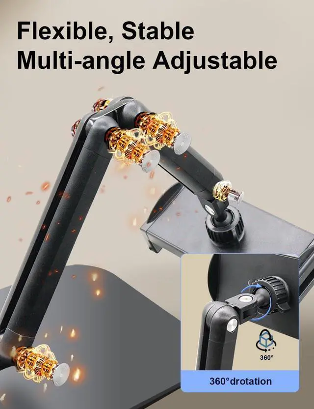 Alt view image 4 of 6 - Tablet Stand for iPad Aluminum Multi-Angle Adjustable Tablet Holder Heavy-Duty Metal Base for Desk Compatible with 5.1-13 iPad Pro Surface Kindle Tablets Portable Monitors and More