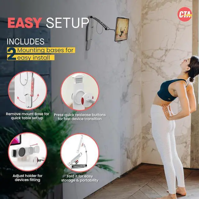 Alt view image 6 of 7 - 3-in-1 iPad Tablet Mount  CTA Multipurpose Universal Tablet Mount Holder for All iPad Tablets 7-13 - Made for Wall Mount - Under Cabinet & Desk Mount - Silver - (PAD-KMS)