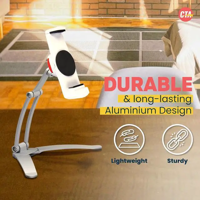 Alt view image 7 of 7 - 3-in-1 iPad Tablet Mount  CTA Multipurpose Universal Tablet Mount Holder for All iPad Tablets 7-13 - Made for Wall Mount - Under Cabinet & Desk Mount - Silver - (PAD-KMS)