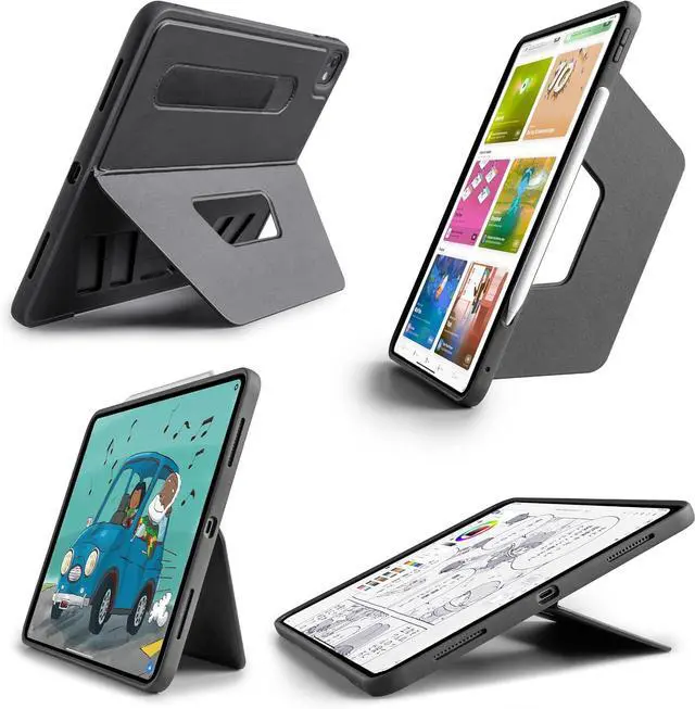 Main image of TineeOwl for iPad Pro 11-inch Case (M4) 2024, Adjustable Kickstand Magnetic Cover - Infinite Viewing Angles, Portrait/Landscape Stand, Apple Pencil Charging, Dove Series (Black)