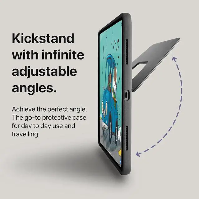 Alt view image 2 of 7 - TineeOwl for iPad Pro 11-inch Case (M4) 2024, Adjustable Kickstand Magnetic Cover - Infinite Viewing Angles, Portrait/Landscape Stand, Apple Pencil Charging, Dove Series (Black)