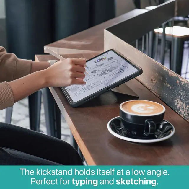 Alt view image 3 of 7 - TineeOwl for iPad Pro 11-inch Case (M4) 2024, Adjustable Kickstand Magnetic Cover - Infinite Viewing Angles, Portrait/Landscape Stand, Apple Pencil Charging, Dove Series (Black)