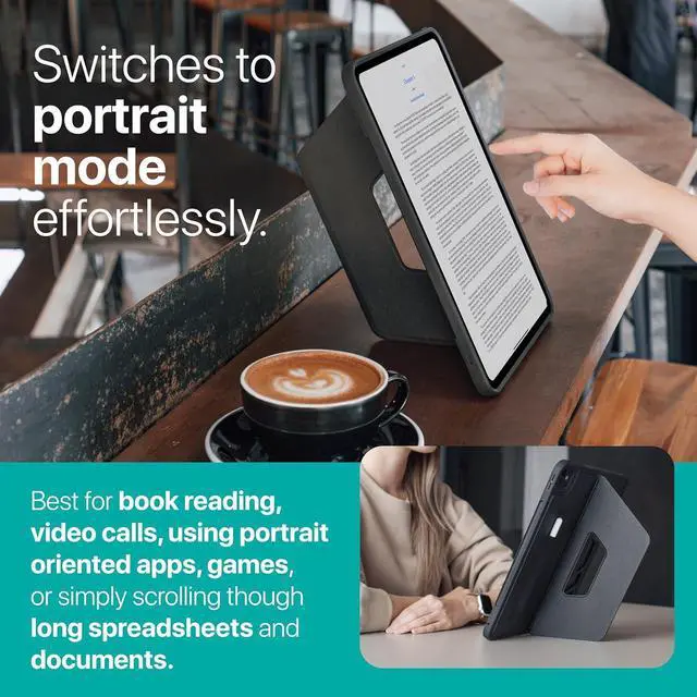 Alt view image 4 of 7 - TineeOwl for iPad Pro 11-inch Case (M4) 2024, Adjustable Kickstand Magnetic Cover - Infinite Viewing Angles, Portrait/Landscape Stand, Apple Pencil Charging, Dove Series (Black)