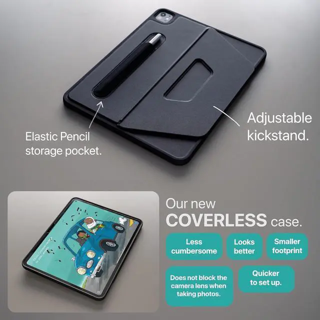 Alt view image 6 of 7 - TineeOwl for iPad Pro 11-inch Case (M4) 2024, Adjustable Kickstand Magnetic Cover - Infinite Viewing Angles, Portrait/Landscape Stand, Apple Pencil Charging, Dove Series (Black)