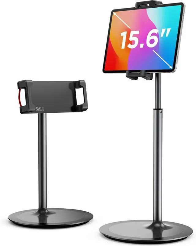Main image of Tablet Stand Holder Height Adjustable Portable Monitor Stand 360 Degree Rotating Aluminum Alloy Cradle Mount Dock for 4.7-15.6 Screen iPhone  iPad Kindle eBook Reader(Black)