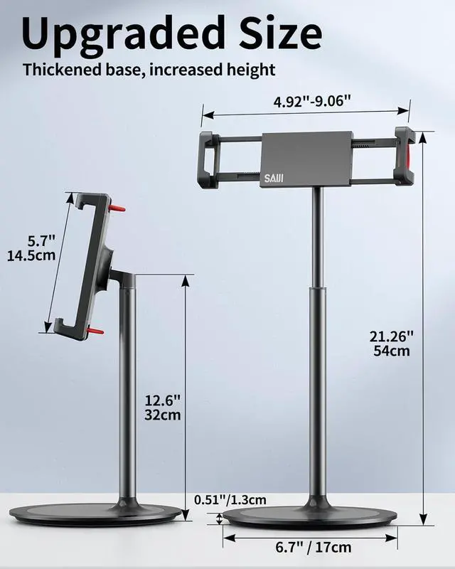 Alt view image 6 of 6 - Tablet Stand Holder Height Adjustable Portable Monitor Stand 360 Degree Rotating Aluminum Alloy Cradle Mount Dock for 4.7-15.6 Screen iPhone  iPad Kindle eBook Reader(Black)